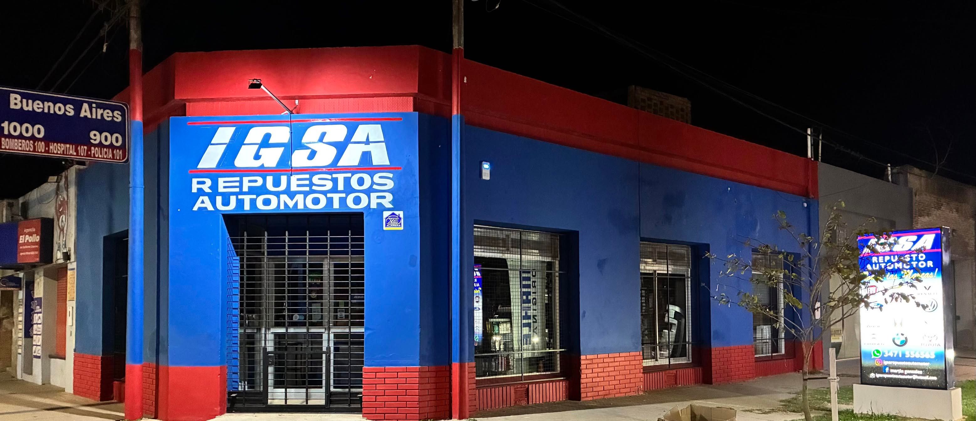 Frente del local de IGSA Repuestos Automotor en Las Rosas, Santa Fe